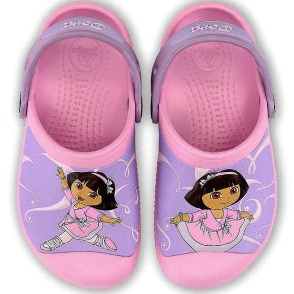 NEW CROCS Kid Dora the Explorer Ballet Slip On Sling Back Strap Clog Carnation - Picture 1 of 4